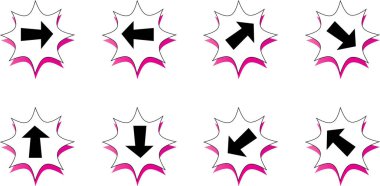 Beyaz arkaplanda düz ok simgeleri kümesi, vektör illüstrasyonu  