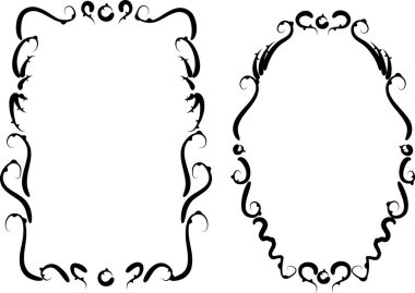 Beyaz arkaplan, vektör, illüstrasyon üzerinde izole çiçek çerçeveleri seti 