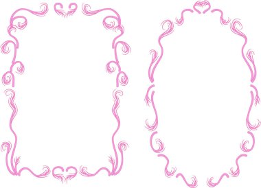 Beyaz arkaplan, vektör, illüstrasyon üzerinde izole çiçek çerçeveleri seti 