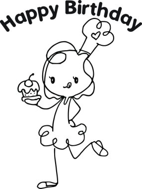 Çizgi film kızlarıyla vektör çizimi 