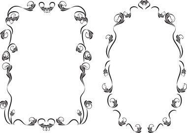 Beyaz arkaplan, vektör, illüstrasyon üzerinde izole çiçek çerçeveleri seti 