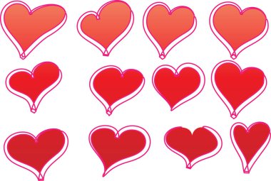 Güzel dekoratif kalp koleksiyonu, aşk konsepti 