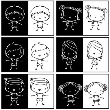 çocuk vektör kümesi çiziyor