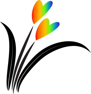 Beyaz arka planda izole edilmiş kalpleri olan çiçekler