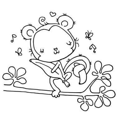 şirin karikatür maymun arkaplanı, vektör, illüstrasyon