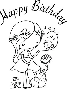 Çizgi film kızlarıyla vektör çizimi 