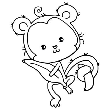 şirin karikatür maymun arkaplanı, vektör, illüstrasyon