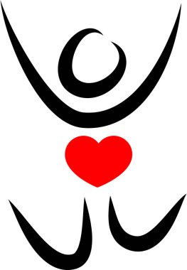 İnsan vücudunun kalp ve aşk konseptiyle çizilmiş fırça darbeleri. 