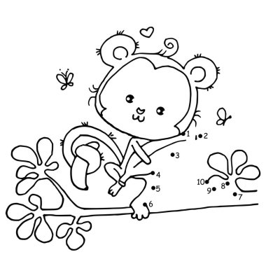 şirin karikatür maymun arkaplanı, vektör, illüstrasyon