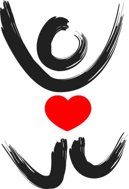 İnsan vücudunun kalp ve aşk konseptiyle çizilmiş fırça darbeleri. 