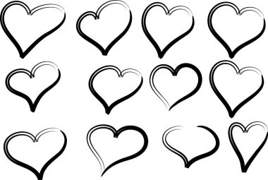 Güzel dekoratif kalp koleksiyonu, aşk konsepti 