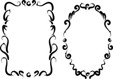 Beyaz arkaplan, vektör, illüstrasyon üzerinde izole çiçek çerçeveleri seti 