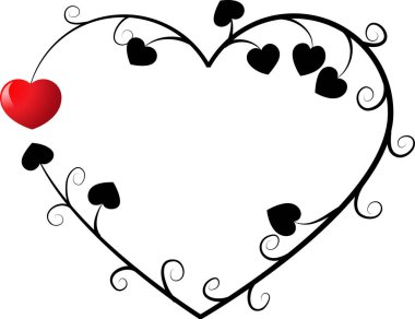 Beyaz arkaplanda ağaç dalları olan renkli düz kalp logosu, 