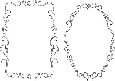 Beyaz arkaplan, vektör, illüstrasyon üzerinde izole çiçek çerçeveleri seti 