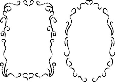 Beyaz arkaplan, vektör, illüstrasyon üzerinde izole çiçek çerçeveleri seti 