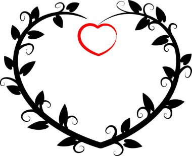 Beyaz arkaplanda ağaç dalları olan renkli düz kalp logosu, 