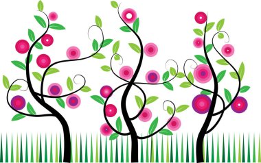 Beyaz arkaplanda izole edilmiş renkli çiçek kartı şablonu, vektör illüstrasyonu