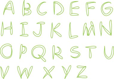 beyaz arkaplan, vektör, illüstrasyon üzerinde izole edilmiş çizgi film dekoratif alfabesi