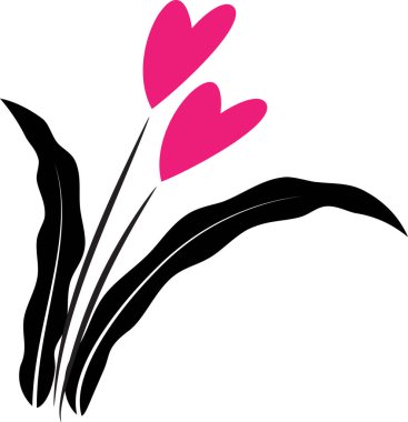 Beyaz arka planda izole edilmiş kalpleri olan çiçekler