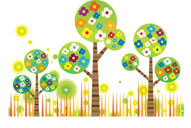 uzun ağaçlar çiziyor