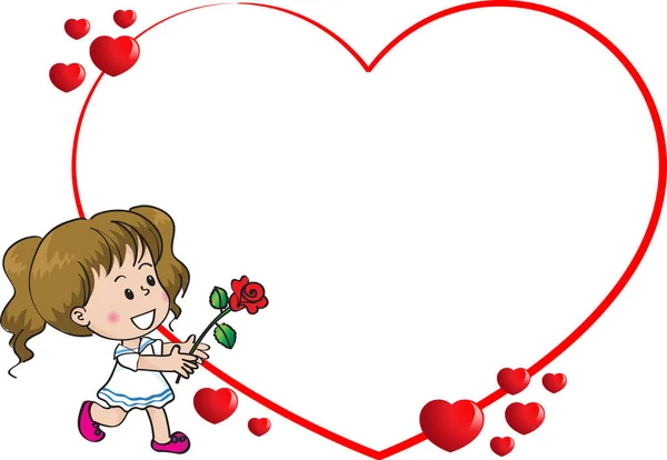 Kartu Hari Valentine Dengan Hati Dan Cupid - Stok Vektor