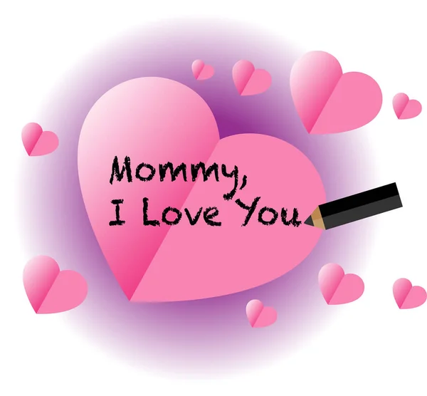 Decorative Card Text Mommy Love You Mother Day Concept — Stock Vector