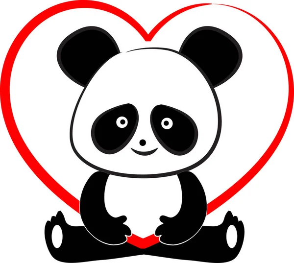 Panda Modelo Cartão Amor Isolado Fundo Branco Ilustração Vetorial — Vetor de Stock