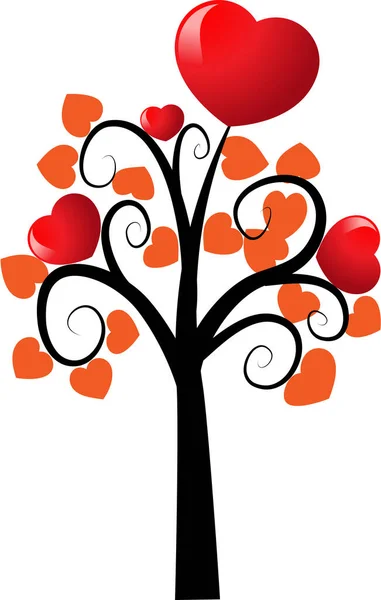 Árvore Com Corações Ramo Isolado Fundo Branco Conceito Amor —  Vetores de Stock