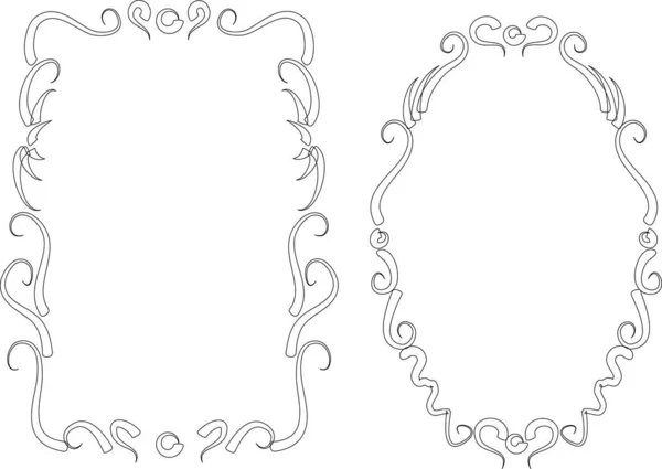 Set Van Bloemen Frames Geïsoleerd Witte Achtergrond Vector Illustratie — Stockvector