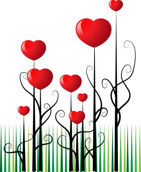 Fondo Árbol Amor Con Corazones Espacio Copia Ilustración Vectorial — Vector de stock