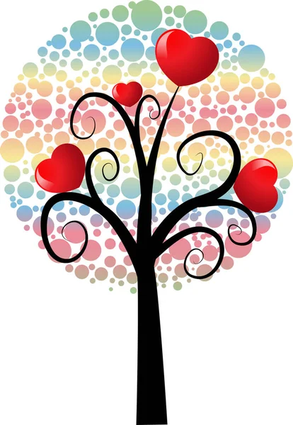 Árbol Amor Con Corazones Espacio Copia Ilustración Vectorial — Vector de stock