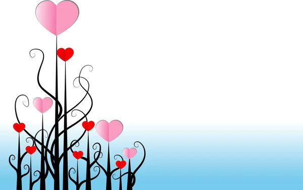 Ramas Árbol Con Corazones Papel Concepto Amor Vector Ilustración — Vector de stock