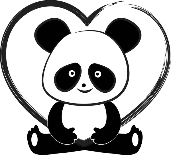 Panda Love Card Vorlage Isoliert Auf Weißem Hintergrund Vektorillustration — Stockvektor