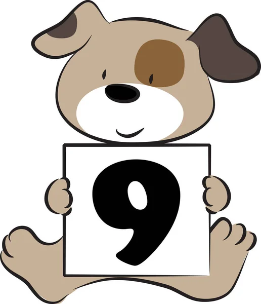 Cartoon Niedlicher Hund Haltungskarte Mit Der Nummer Bildungskonzept — Stockvektor
