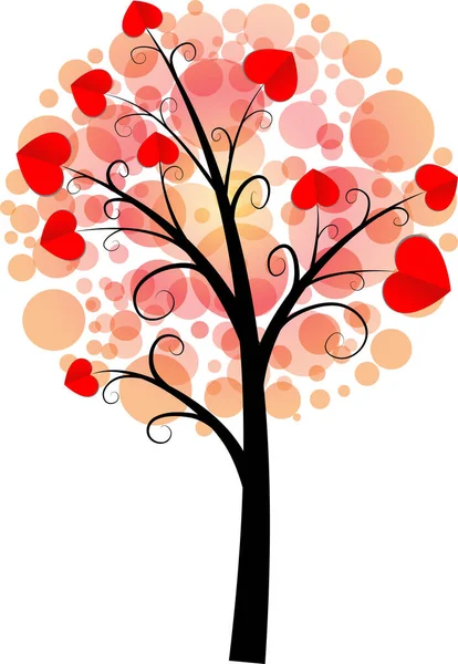 Kalpli aşk ağacı ve kopyalama alanı, vektör illüstrasyonu 