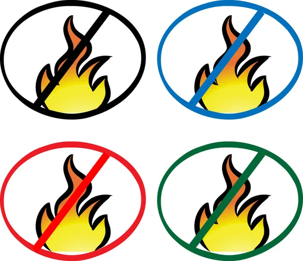 Conjunto Letreros Planos Coloridos Prohibición Del Fuego Aislados Sobre Fondo — Vector de stock