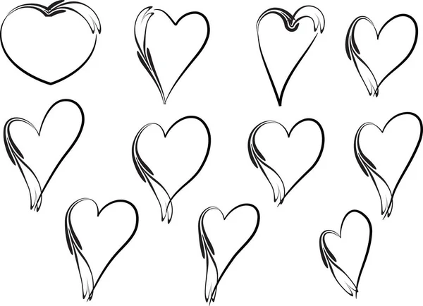 Колекція Красивих Декоративних Сердець Концепція Любові — стоковий вектор