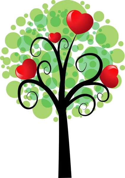 Árvore Amor Com Corações Espaço Cópia Ilustração Vetorial — Vetor de Stock