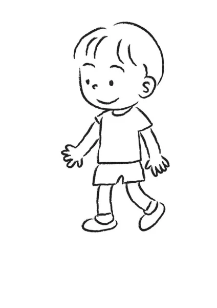 Karta Kresleným Roztomilým Chlapečkem Letním Oblečení Izolované Bílém Pozadí Vektor — Stockový vektor
