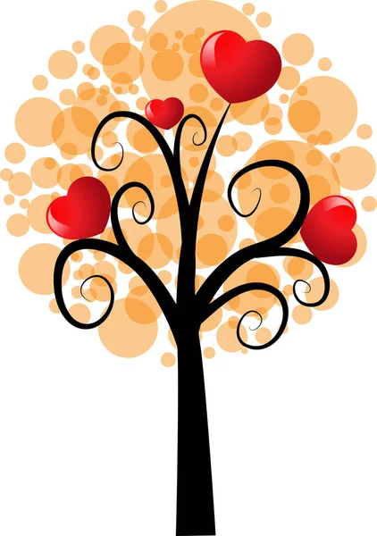 Árbol Amor Con Corazones Espacio Copia Ilustración Vectorial — Vector de stock