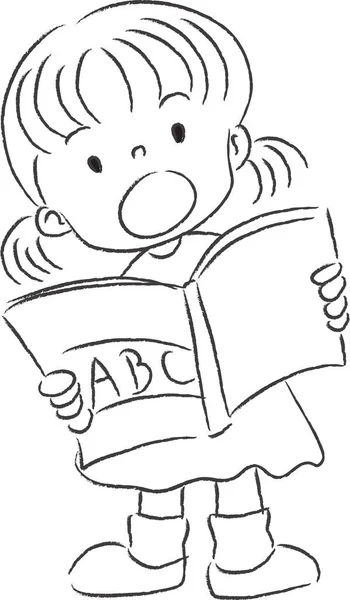 Desenho Animado Bonito Menina Leitura Livro Conceito Educação —  Vetores de Stock
