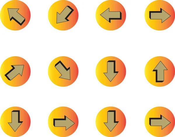 Conjunto Setas Ícones Planos Sobre Fundo Branco Ilustração Vetorial —  Vetores de Stock