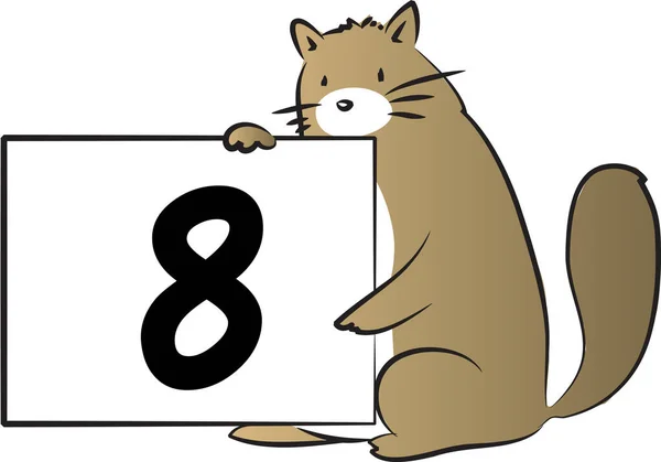 8番の教育コンセプトを持つ漫画かわいい猫の持株カード — ストックベクタ