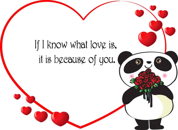 Carte Saint Valentin Avec Coeur Panda — Image vectorielle