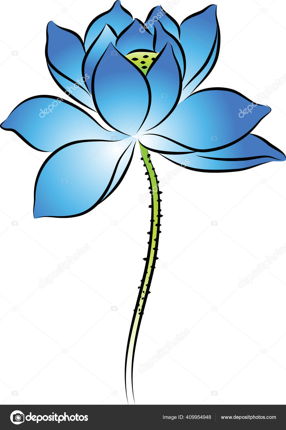 白い背景ベクトルイラストに孤立した漫画の美しい蓮の花 ストックベクター C Wenpei