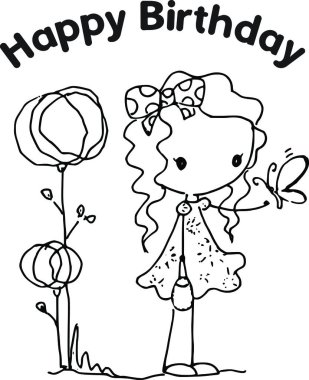 Çizgi film kızlarıyla vektör çizimi 