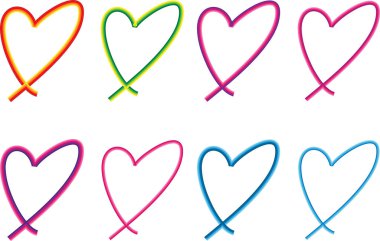 Güzel dekoratif kalp koleksiyonu, aşk konsepti 