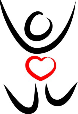 İnsan vücudunun kalp ve aşk konseptiyle çizilmiş fırça darbeleri. 