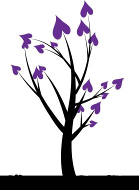 Kalpli aşk ağacı ve kopyalama alanı, vektör illüstrasyonu 