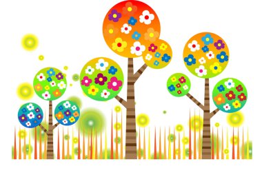 uzun ağaçlar çiziyor